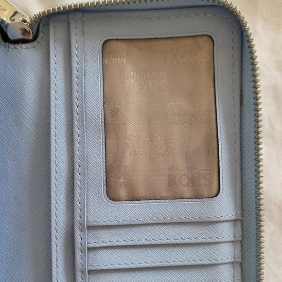 Michael Kors Blue Pebbled Leather Wristlet Wallet - Picture 6 of 6